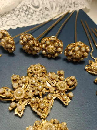 Aderezo fallero oro y perlas