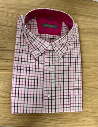 Camisa Juan Annce cuadros rosa y blanco Talla XL