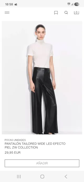 Pantalón Zara efecto piel negro T.36