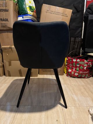 Silla Comedor Vintage Negra Tela y Metal