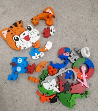 Puzzles de madera gato y moto