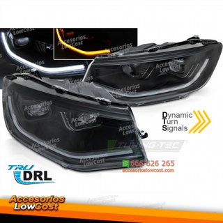 Faros delanteros LED negros para Volkswagen Caddy