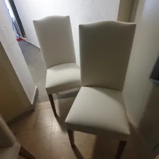 6 Sillas de Comedor Madera y Tela