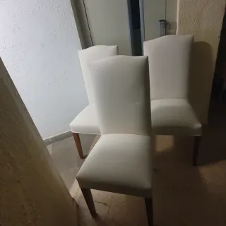 6 Sillas de Comedor Madera y Tela