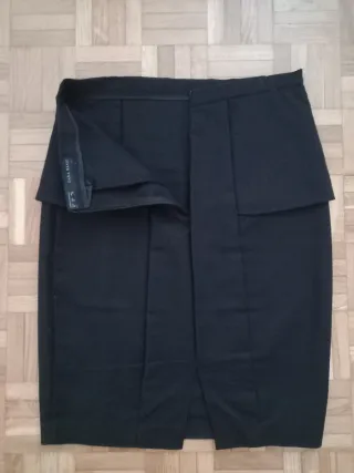 Falda Zara Negra Talle Alto