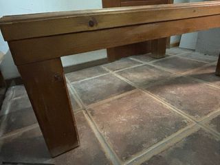 Mesa de centro madera de pino maciza y cristal