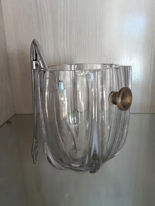 Cubeta de cristal vintage con pinzas
