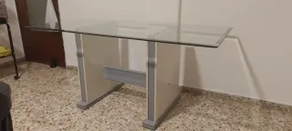 Mesa Cristal 185x85 Estructura Monobloque Madera