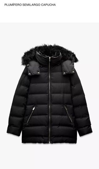 Plumífero Zara Negro con Capucha