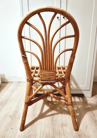 Coppia sedie in bambù e rattan anni '70