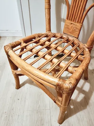 Coppia sedie in bambù e rattan anni '70