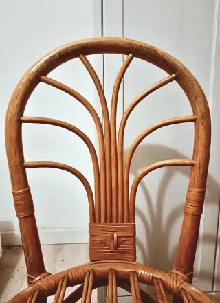 Coppia sedie in bambù e rattan anni '70