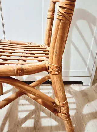 Coppia sedie in bambù e rattan anni '70