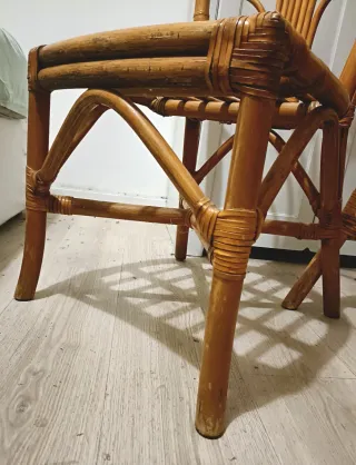 Coppia sedie in bambù e rattan anni '70