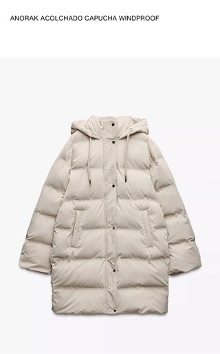 Anorak acolchado capucha windproof Zara