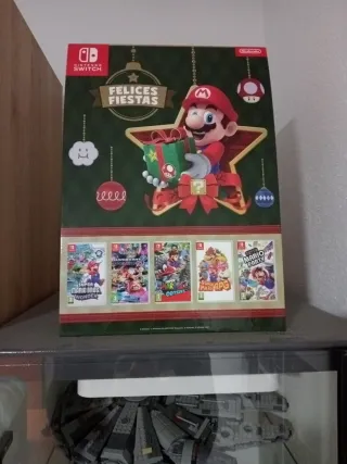 Cartel Promocional Mario Switch Felices Fiestas