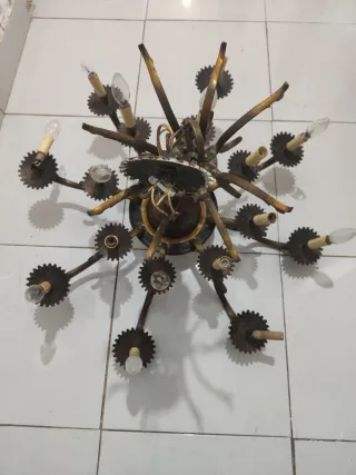 Lámpara araña bronce antigua