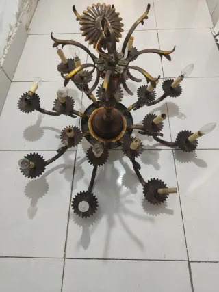 Lámpara araña bronce antigua