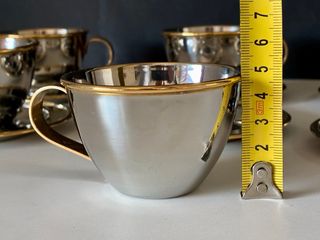🇮🇹 Juego 6 Tazas Acero Inoxidable con Borde Dorado