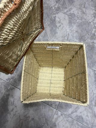 Cesta Mimbre Beige con Tapa