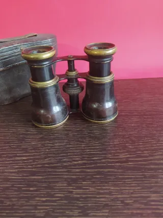Antiguos prismáticos con estuche