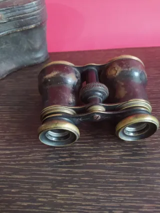 Antiguos prismáticos con estuche