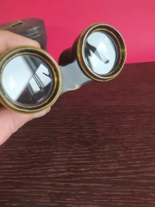 Antiguos prismáticos con estuche
