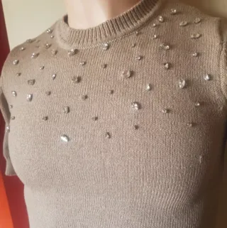 Jersey gris talla S con pedrería