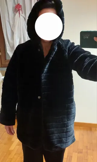 Giacca donna pelliccia sintetica con cappuccio