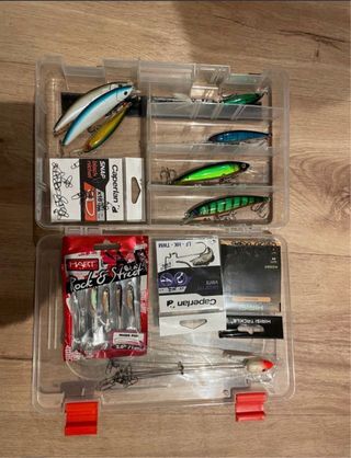 Kit pesca: caja, alicates, tijeras, sedal