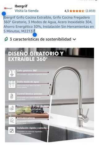 Grifo Cocina Ibergrif Extraíble M22137