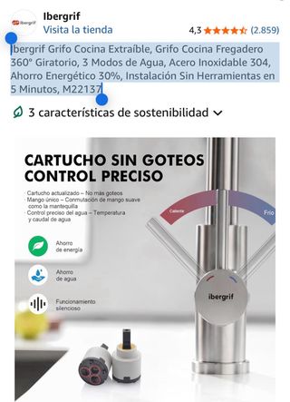 Grifo Cocina Ibergrif Extraíble M22137