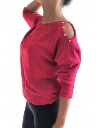Jersey Fucsia Perlas Hombros Descubiertos T.L / XL