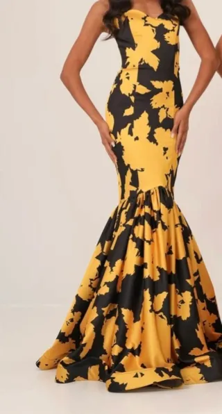 Abito elegante cerimonia nero giallo