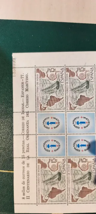 2 Uds,x 8 Sellos Correos 15 Pesetas Correo Indias
