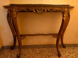 Consolle con piano in marmo e specchio