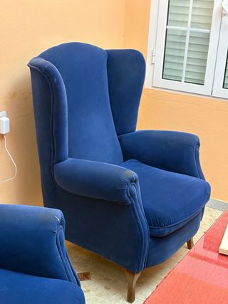 Conjunto 2 sillones terciopelo azul
