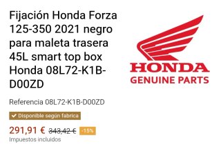Soporte  de baúl / Top Case Original Honda Forza