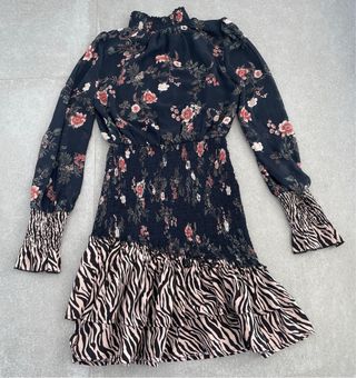 Vestido Caotica XS Estampado Floral y Cebra