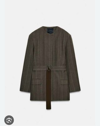 Blazer Cinturón  Rayas Zara Zw Collection