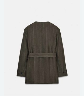 Blazer Cinturón  Rayas Zara Zw Collection