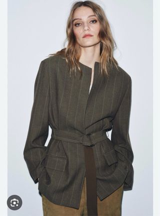 Blazer Cinturón  Rayas Zara Zw Collection