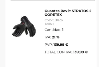 Guantes Moto Revit Stratos 2 GTX Negro