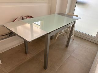 Mesa Cocina Extensible Gris/Transparente