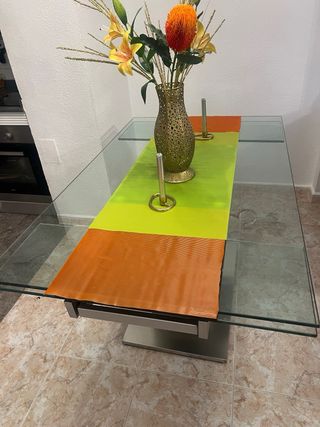 Mesa de centro cristal y metal