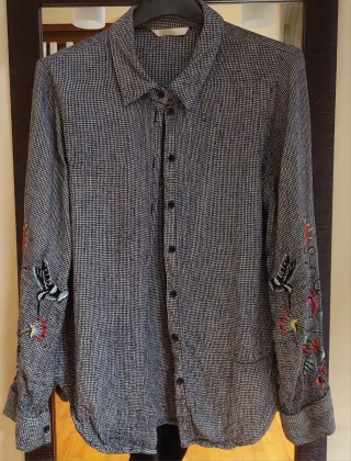 Camicia donna ricamata in cotone caldo