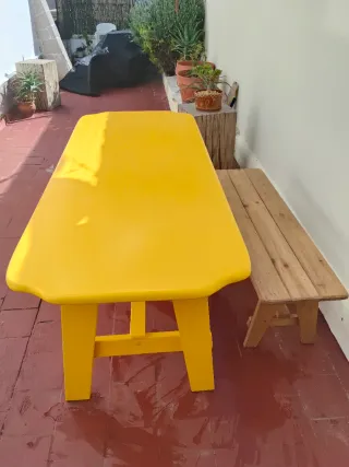 Mesa Terraza y Banco Madera Maciza