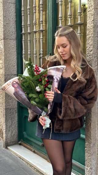 Abrigo de piel marrón