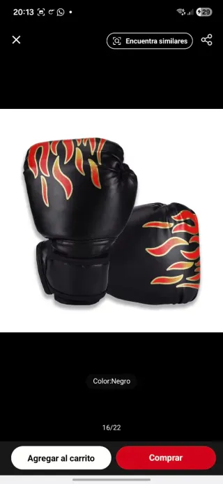 Guantes de boxeo negros con diseño de llamas