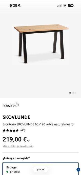 Escritorio madera JYSK y lámpara a juego